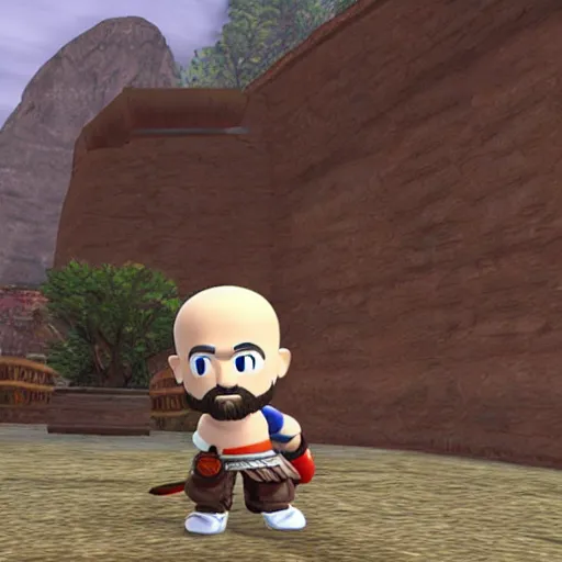 Prompt: Kratos as Mii Character