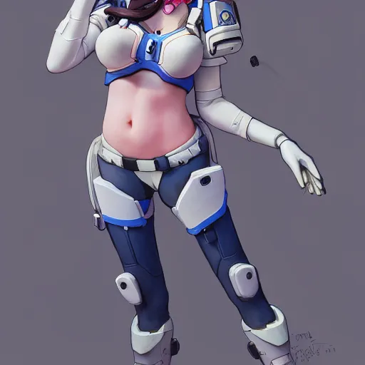 Image similar to D.VA from Overwatch wearing a police uniform by Kim Jung Gi, holding handcuffs in one hand Blizzard Concept Art Studio Ghibli. oil paint. 4k. by brom.