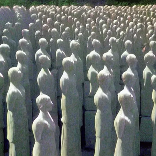 Image similar to Beautiful colored-photo cameraphone 2005 soft liminal Photograph of army of statues