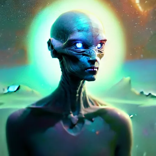 Image similar to highly detailed portrait from a male alien, extraterrestrial, aquatic, stephen bliss, unreal engine, fantasy art by greg rutkowski, loish, rhads, ferdinand knab, makoto shinkai and lois van baarle, ilya kuvshinov, rossdraws, tom bagshaw, global illumination, radiant light, detailed and intricate environment