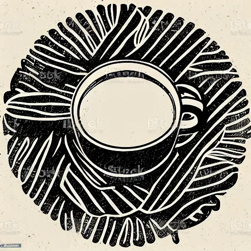 Prompt: coffee and book logo, vector art, line art, black and white, simple