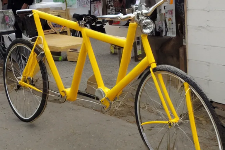 Image similar to Bike made of cheese