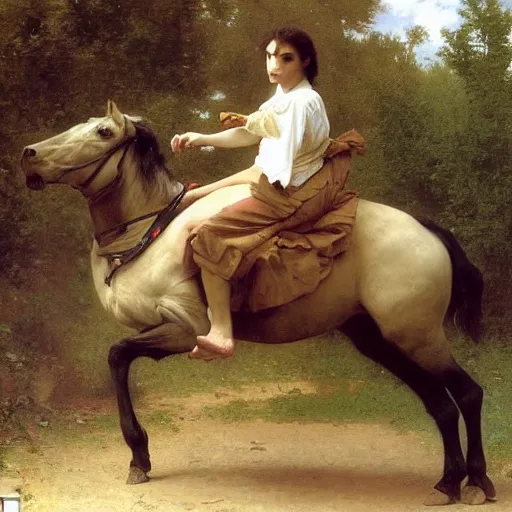 Image similar to ultra detailed and realistic painting by william - adolphe bouguereau and ilya repin and boris vallejo and albert bierstadt of santiago abascal riding a horse