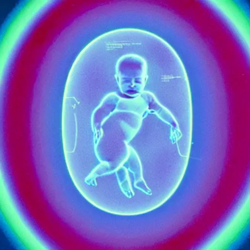 Image similar to an ultrasound of the first child born in latent space