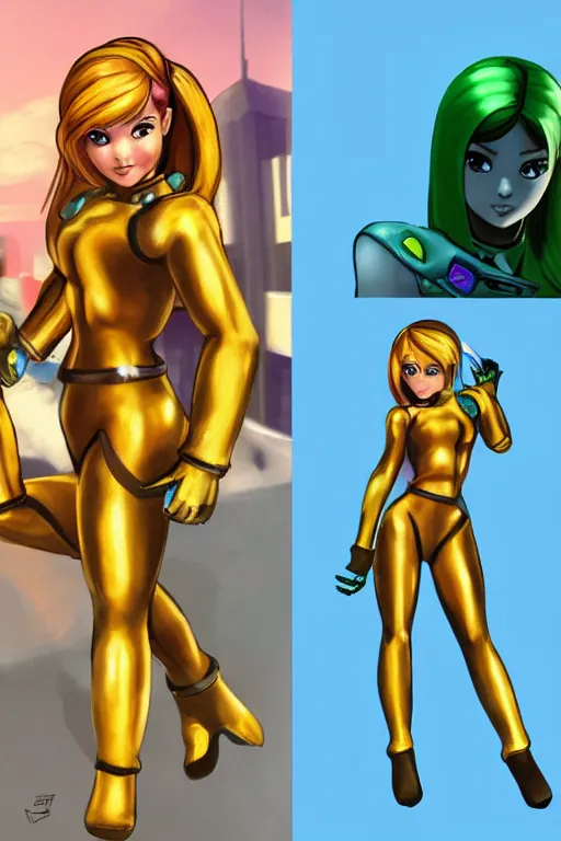 Image similar to Ariana Grande cosplaying as Samus Aran, golden hour, by greg Rutkowksi