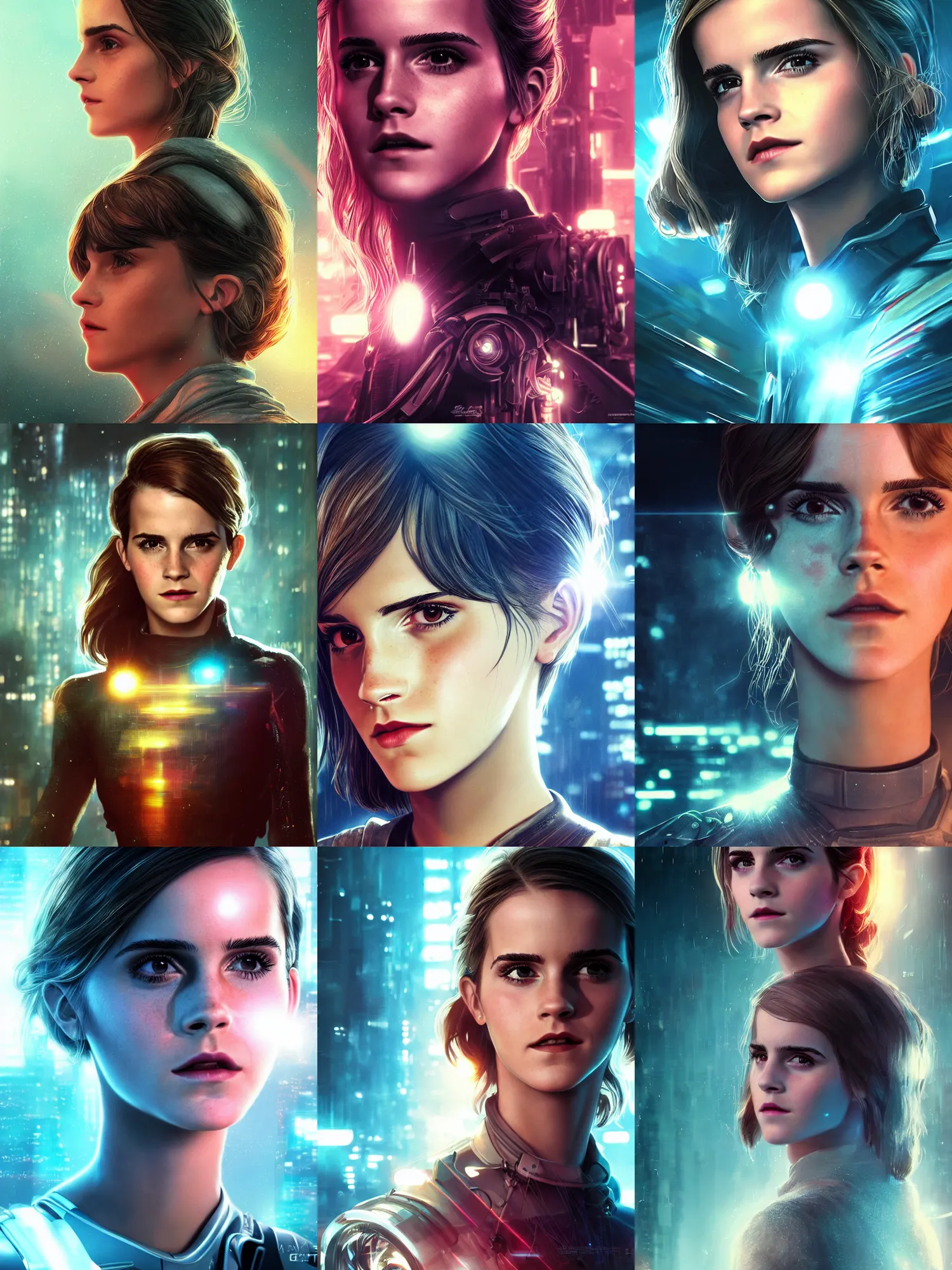 Prompt: portrait art of 8k ultra realistic retro futuristic emma watson, lens flare, atmosphere, glow, detailed,intricate,blade runner, cybernetic, full of colour, cinematic lighting, trending on artstation, 4k, hyperrealistic, focused, extreme details,unreal engine 5, cinematic, masterpiece, art by ayami kojima, giger