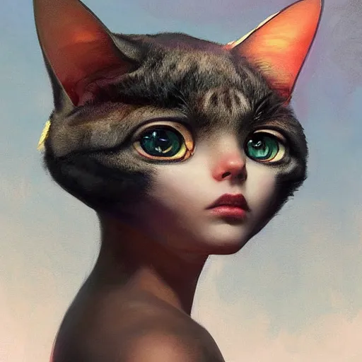 Image similar to A space realistic cat with big and cute eyes, fine-face, realistic shaded perfect face, fine details. realistic shaded lighting poster by Ilya Kuvshinov katsuhiro otomo ghost-in-the-shell, magali villeneuve, artgerm, Jeremy Lipkin and Michael Garmash, Rob Rey and Kentarõ Miura style, trending on art station