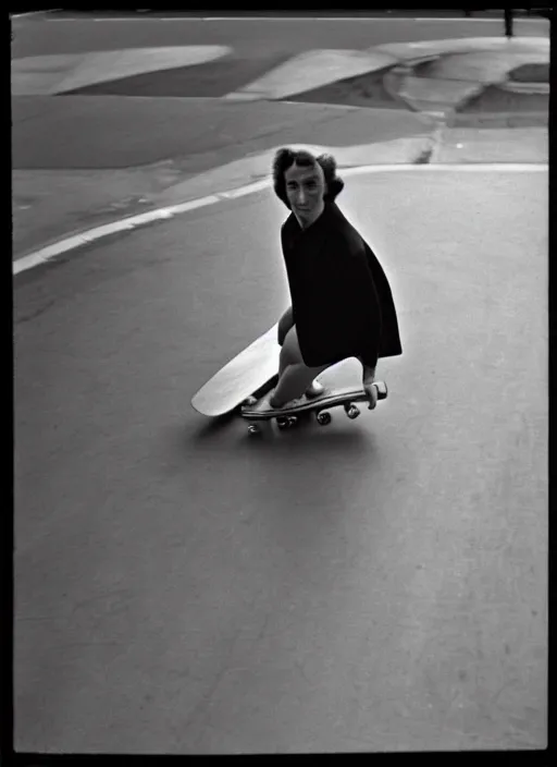 Image similar to 1 9 5 0 s beautiful woman on a skateboard by vivian maier. professional photography. hq