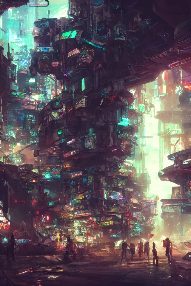 Cyberpunk City Street. Sci-fi Wallpaper Graphic by saydurf