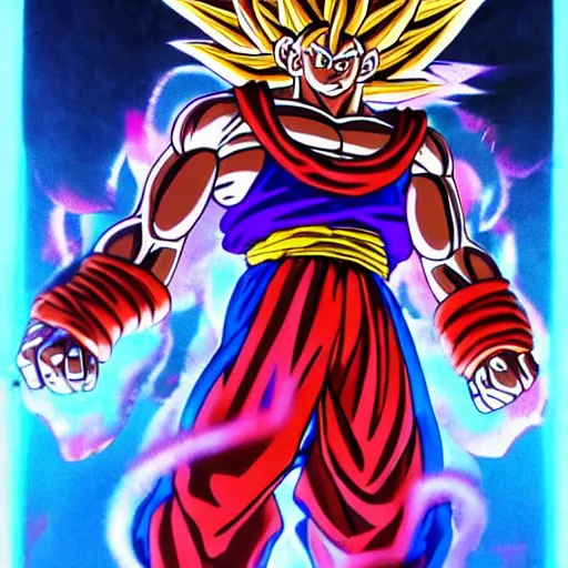 Prompt: 4K headshot of godlike Saiyan with defined arms, monkey tail and open hands and bloody clothes with vibrantly colored giant mandala wings , intricate face , flawless anime cel animation by Kentaro Miura and Akira Toriyama , psychedelic , highly detailed upper body , professionally post-processed , beautiful, scary, symmetry accurate features, epic, octane rendered, anime masterpiece, accurate