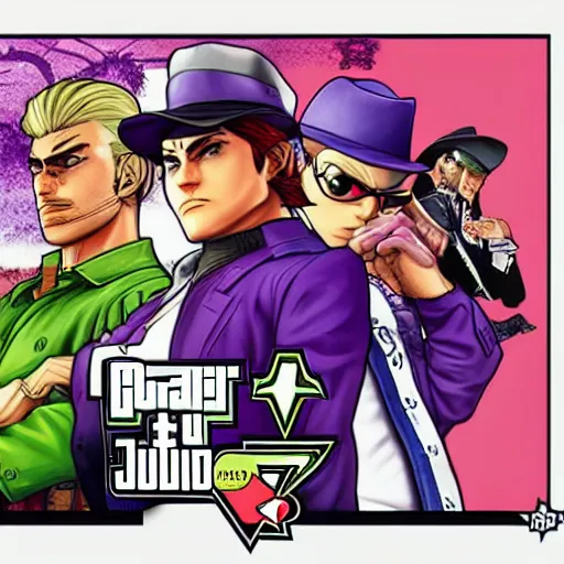 Prompt: jojo joestar in gta5 box art