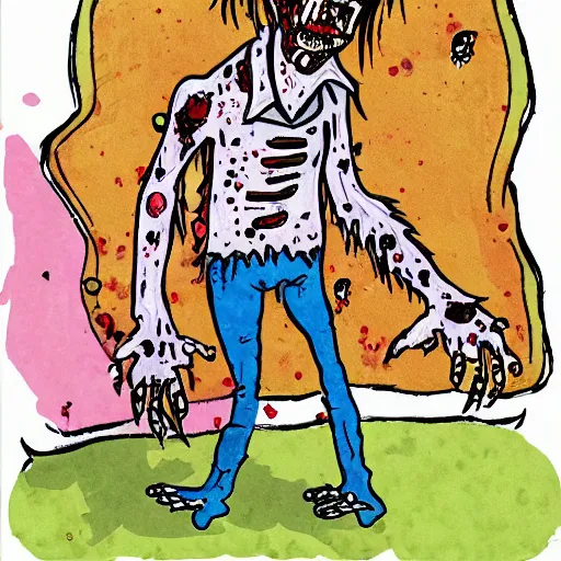 Prompt: zombie in the style of quentin blake