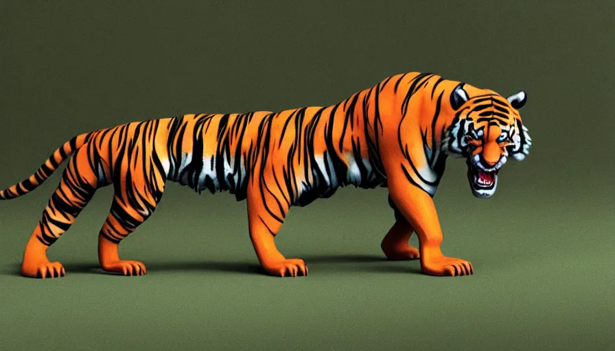 Image similar to tiger and t rex hybrid, realistic cgi render