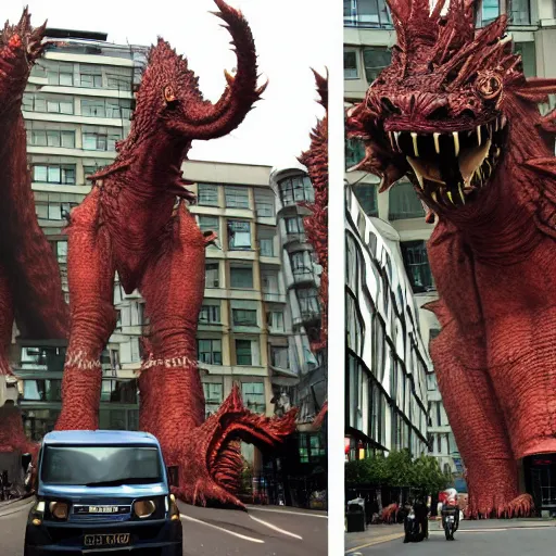 Prompt: Giant Kaiju monster invades London