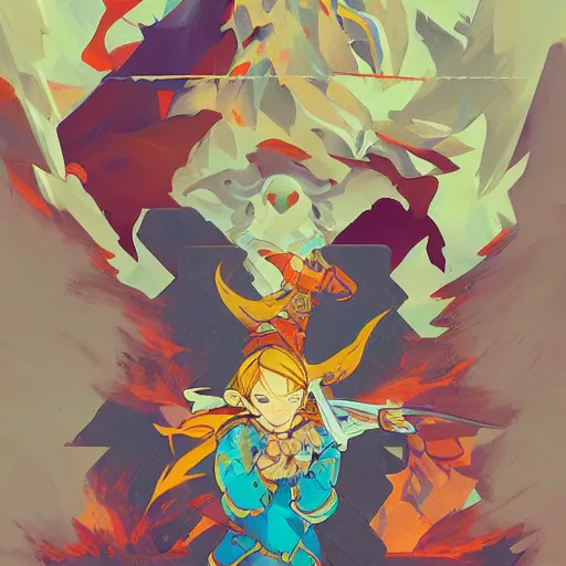 Prompt: Breath of Fire III Game Cover art by Sachin Teng, asymmetrical, Organic Painting , Hard Light and long shadows, Matte Painting, geometric shapes, hard edges, graffiti, street art, 300 dpi :2 by Sachin Teng:4