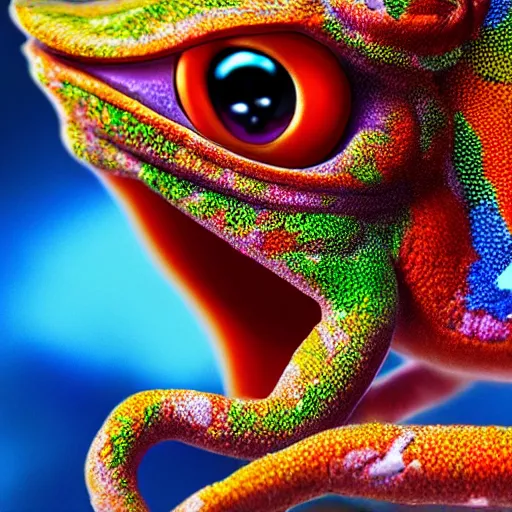 Prompt: cookie the Chameleon. Detailed anime 8k.