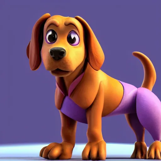 Prompt: a beautiful 3d render of a purple dog in a disney movie, in the style of disney, pixar, the dog is doing ballet, highly detailed, 8k resolution