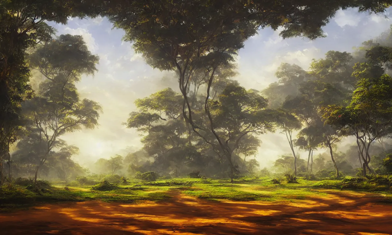 Prompt: a beautiful sri lankan landscape, concept art, intricate detail, volumetric shadows and lighting, realistic oil painting,