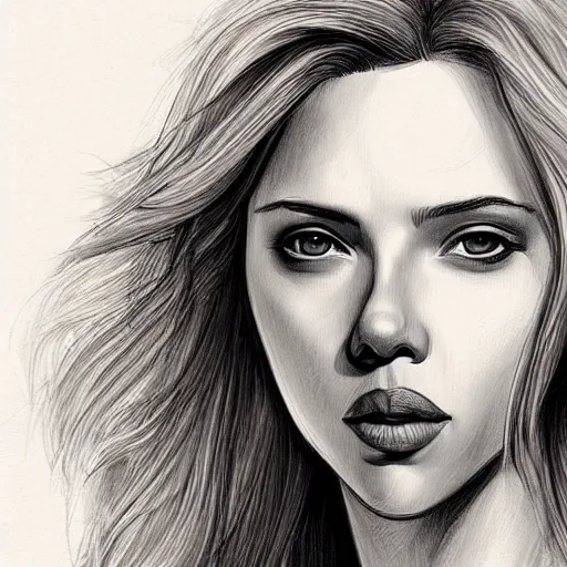 Prompt: ultradetailed sketch of scarlett johansson, loish, @ loisvb