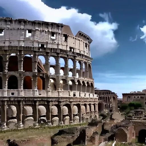 Prompt: gopro footage of the fall of rome, 4 k, realistic