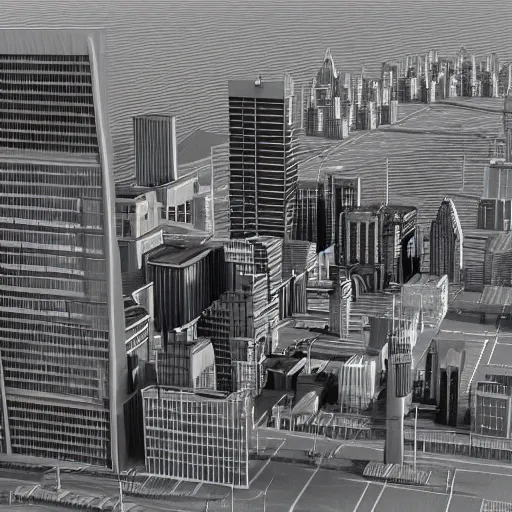 Prompt: a retro cgi render of a city