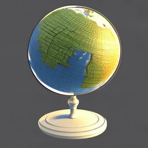 Prompt: an globe with famous 3 d landmarks on it, 3 d render, 3 d model, smooth, ray tracing, illustration