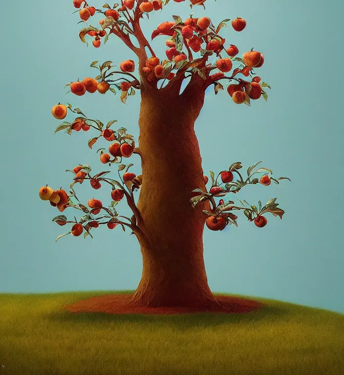 Image similar to anthropomorphic female apple tree, trending on artstation art edward hopper and james gilleard, zdzislaw beksinski, highly detailed, cg society contest winner