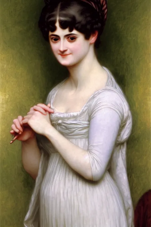Image similar to jane austen with white hair, painting by rossetti bouguereau, detailed art, artstation