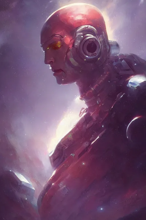 Image similar to A full portrait of a scifi heavy deep space freighter pilot, by Raymond Swanland Greg Rutkowski Lise Deharm, {perfect face}, {perfect eyes}, elegant regal posture