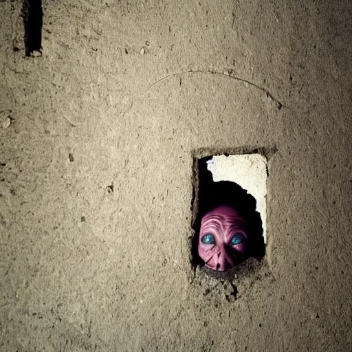 Prompt: goblin inside the wall, photo