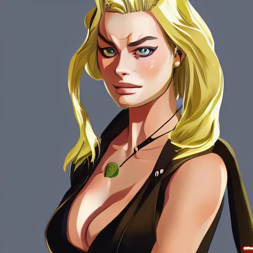 Prompt: Margot Robbie as an anime character, highly detailed, trending on artstation