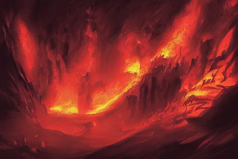 Prompt: “Inferno from Dante’s Inferno, concept art, digital painting by Shaddy Safadi”