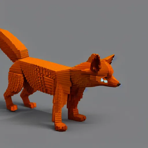 Prompt: a voxelised fox eating a voxelised rabbit