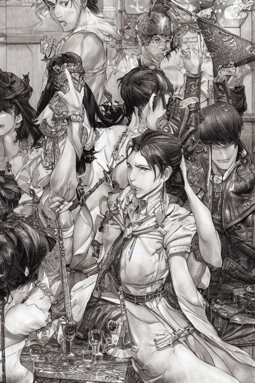 Prompt: Fantasy Scene of a Empty tavern full of Spilled ooze, manga, highly detailed, beauty, art by Takehiko Inoue, Artgerm, intricate, elegant, J. C. Leyendecker