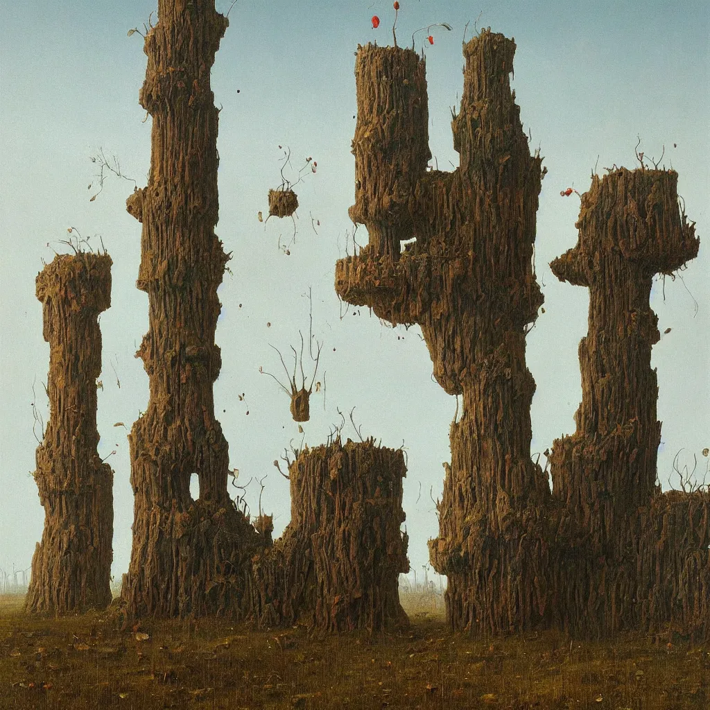 Image similar to a single colorful! simple! fungus tower clear empty sky, a high contrast!! ultradetailed photorealistic painting by franz sedlacek, jan van eyck, simon stalenhag, hard lighting, masterpiece