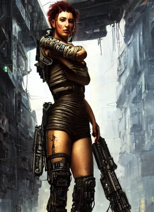 Image similar to sarah kerrigan. cyberpunk mercenary in a military vest ( blade runner 2 0 4 9, cyberpunk 2 0 7 7 ). orientalist portrait by john william waterhouse and james gurney and theodore ralli and nasreddine dinet, oil on canvas. cinematic, hyper realism, realistic proportions, dramatic lighting, high detail 4 k