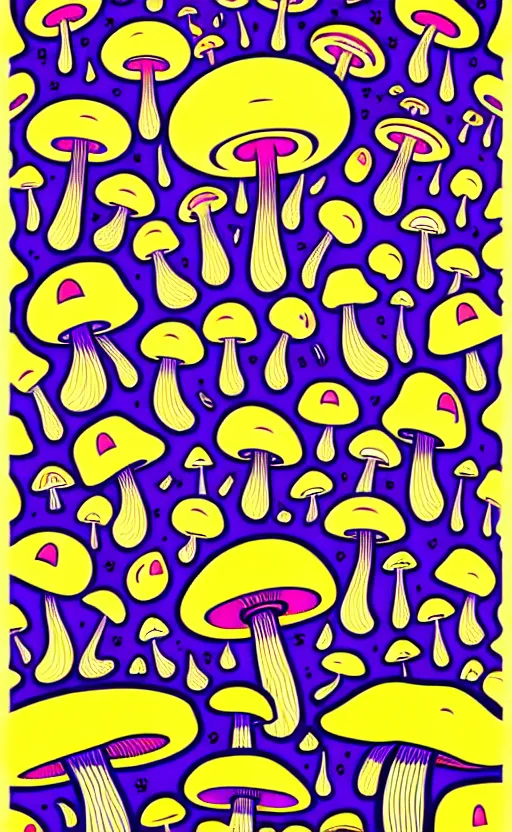 Image similar to psychedelic mushrooms with faces wide angle shot, white background, vector art, illustration by frank frazetta