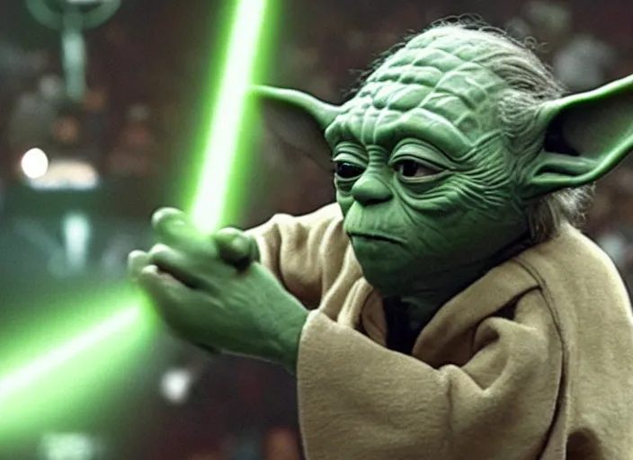 Image similar to ESPN still of Yoda playing in the nba playoffs live on espn, 4k