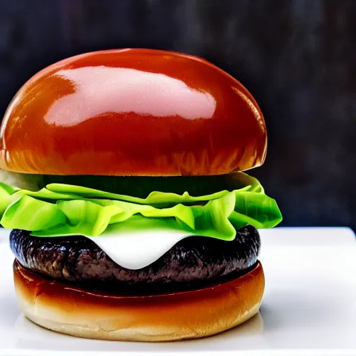 Prompt: A glossy glass burger