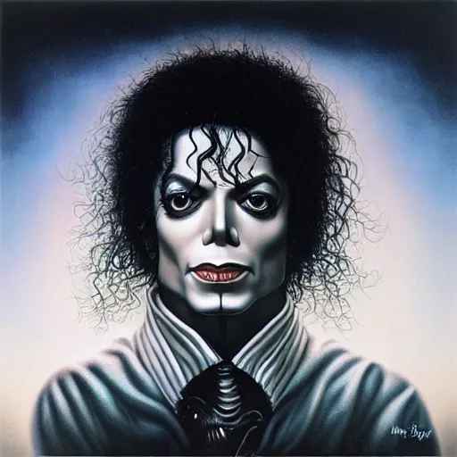 Image similar to dangerous, michael jackson, album cover art, by mark ryden, by hr giger, hd, hyper detailed, 4 k