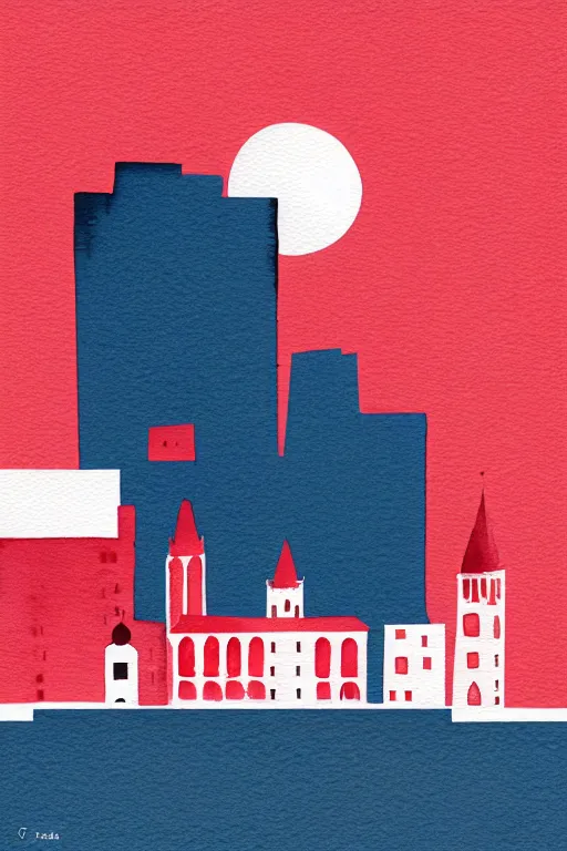 Image similar to minimalist watercolor art of oslo, illustration, vector art