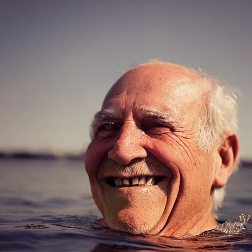 Image similar to a smiling old man seen through water
