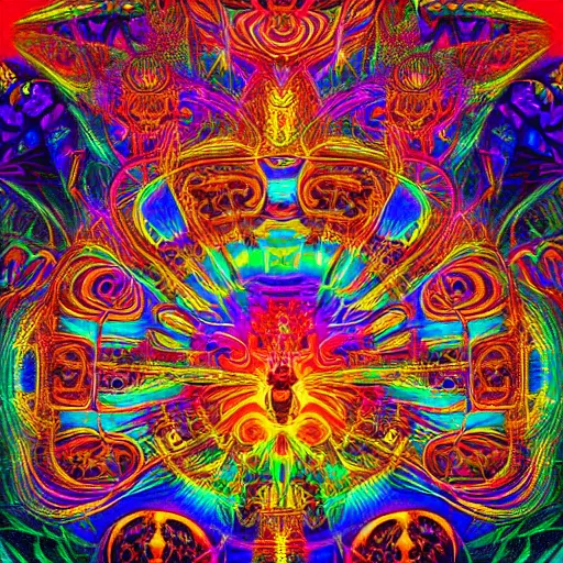 Prompt: a palace of psychedelic dmt entities