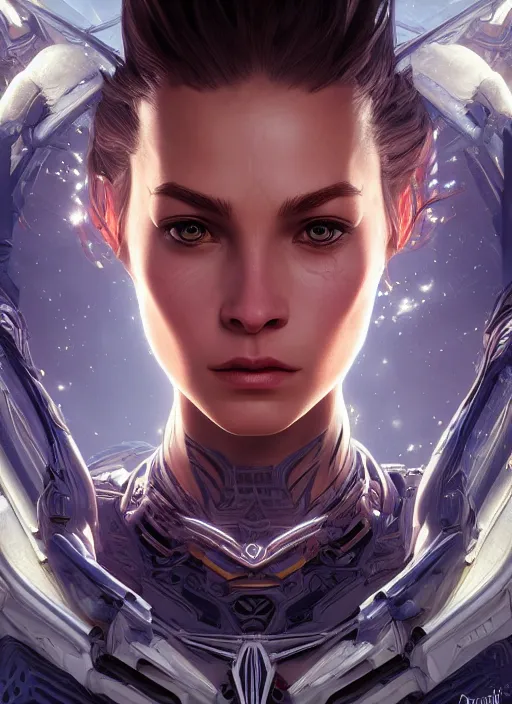 Image similar to symmetry!! portrait of smooth skin alien in the style of horizon zero dawn, machine face, intricate, elegant, highly detailed, digital painting, artstation, concept art, smooth, sharp focus, illustration, art by artgerm and greg rutkowski and alphonse mucha, 8 k