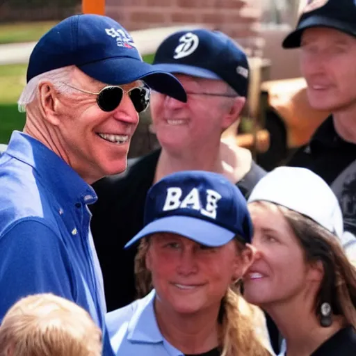 Image similar to Joe Biden wearing a backwards baseball cap