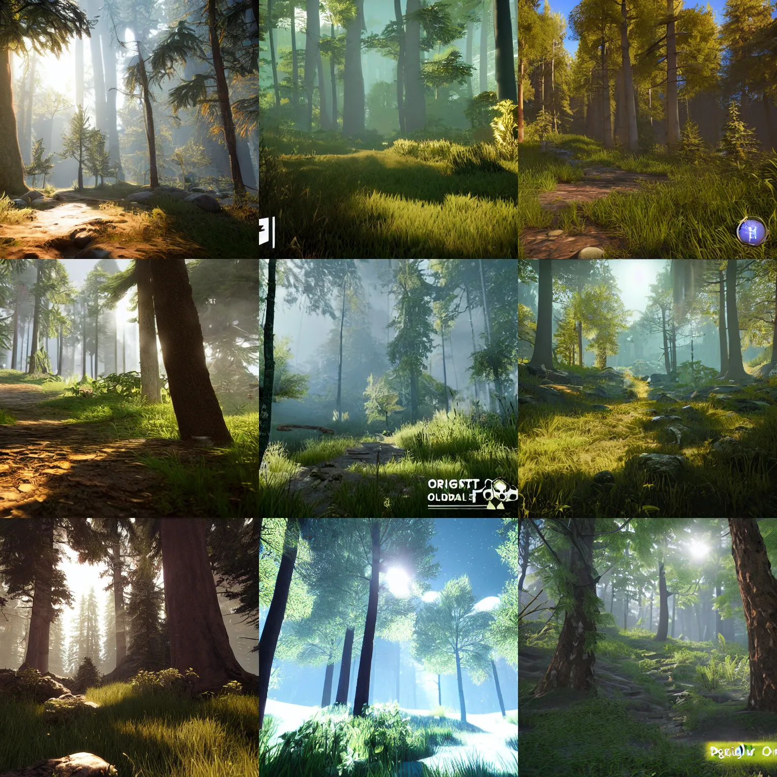 Prompt: bright day in old forest, unreal engine