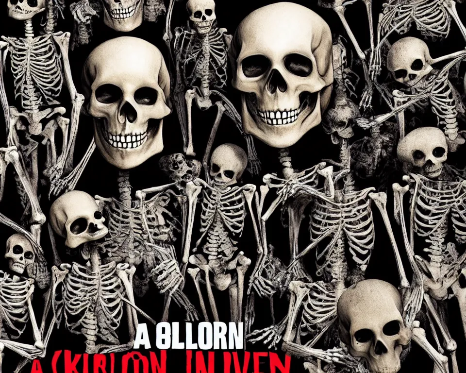 Image similar to a horror movie poster about a skeleton invasion