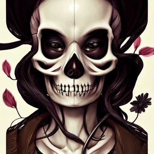 Image similar to anime manga skull portrait young woman skeleton, miffy, unreal engine, intricate, elegant, highly detailed, digital art, art by JC Leyendecker and sachin teng