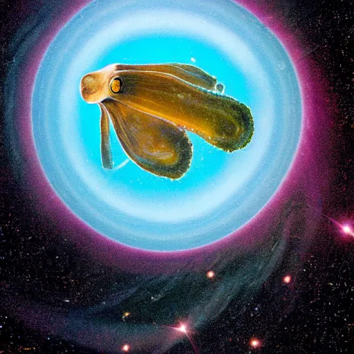 Prompt: https : / / en. m. wikipedia. org / wiki / squid # / media / file % 3 asepioteuthis _ sepioidea _ ( caribbean _ reef _ squid ). jpg, celestial cuttlefish in space envelopes a solar system, scientific photography