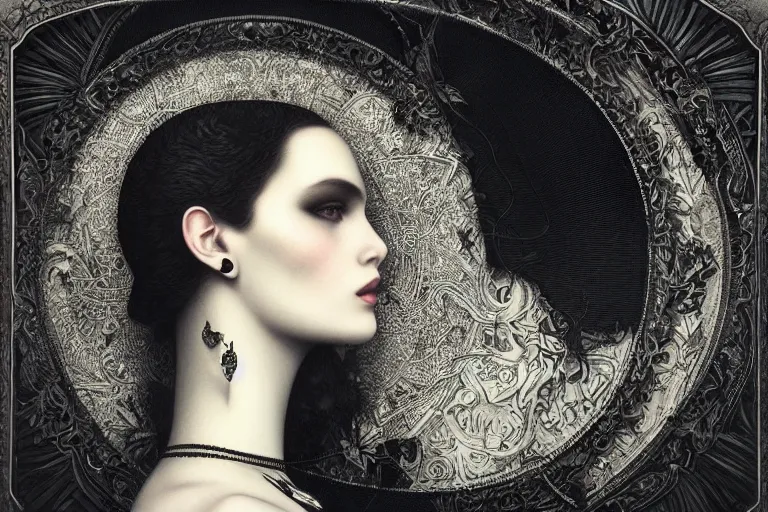 Prompt: a black pattern on a white background, highly detailed, geometric, award winning, by Tom Bagshaw